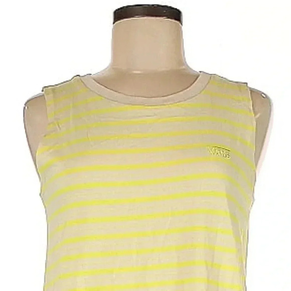 VANS Yellow Mini Checks Jersey Cotton Dress Midi Striped Lemon Tonic Size M NWT - Picture 4 of 7